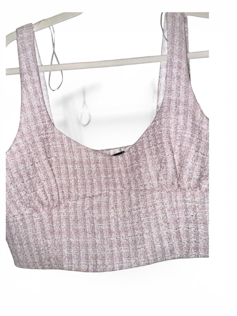 Zara Textured Knit Crop Tank - Light Pink & White - side zipper NWT Stunning